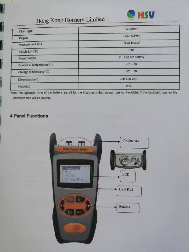 HSV-300P XG-PON/10GE-PON OPM optical power meter